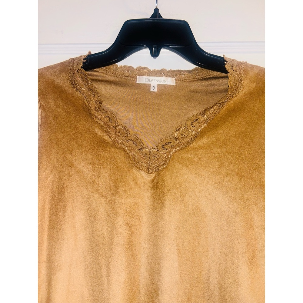 Vintage 90’s Dimension Camel Sleeveless Top Lace Small Size 3 - Picture 3 of 3